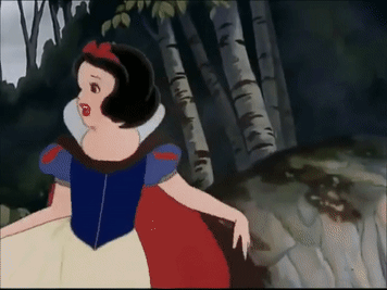 Snow White runs away in a forest