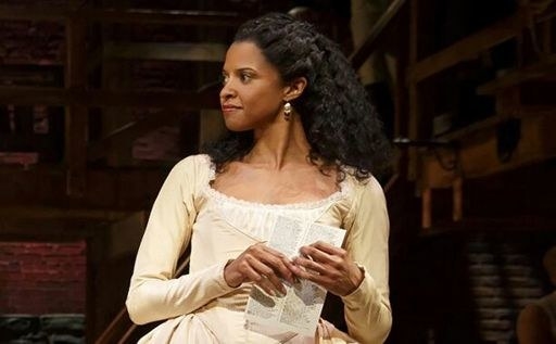 Renee Elise Goldsberry as Angelica Schuyler in the Musical &quot;Hamilton&quot;. With her own head.