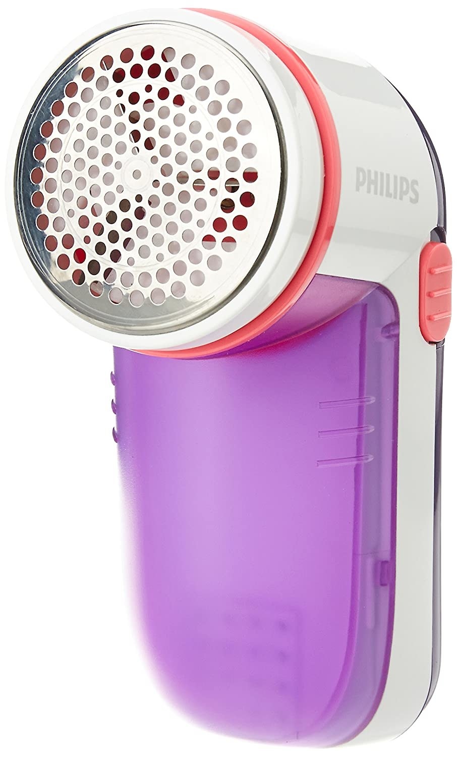 A white and purple fabric shaver