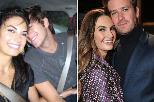 Old photo of Elizabeth Chambers and Armie Hammer in a car side-by-side one of them on a red carpet last year