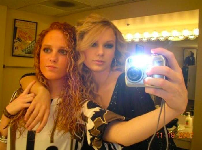 A photo of Taylor Swift and friend taking a &quot;mirror selfie.&quot;