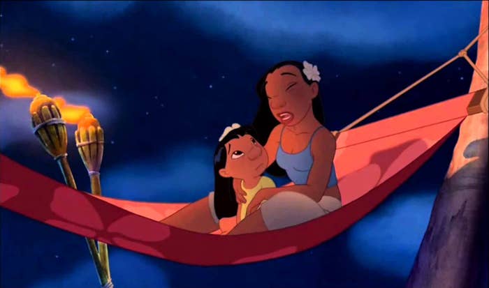 Nani and Lilo sitting in a hammock