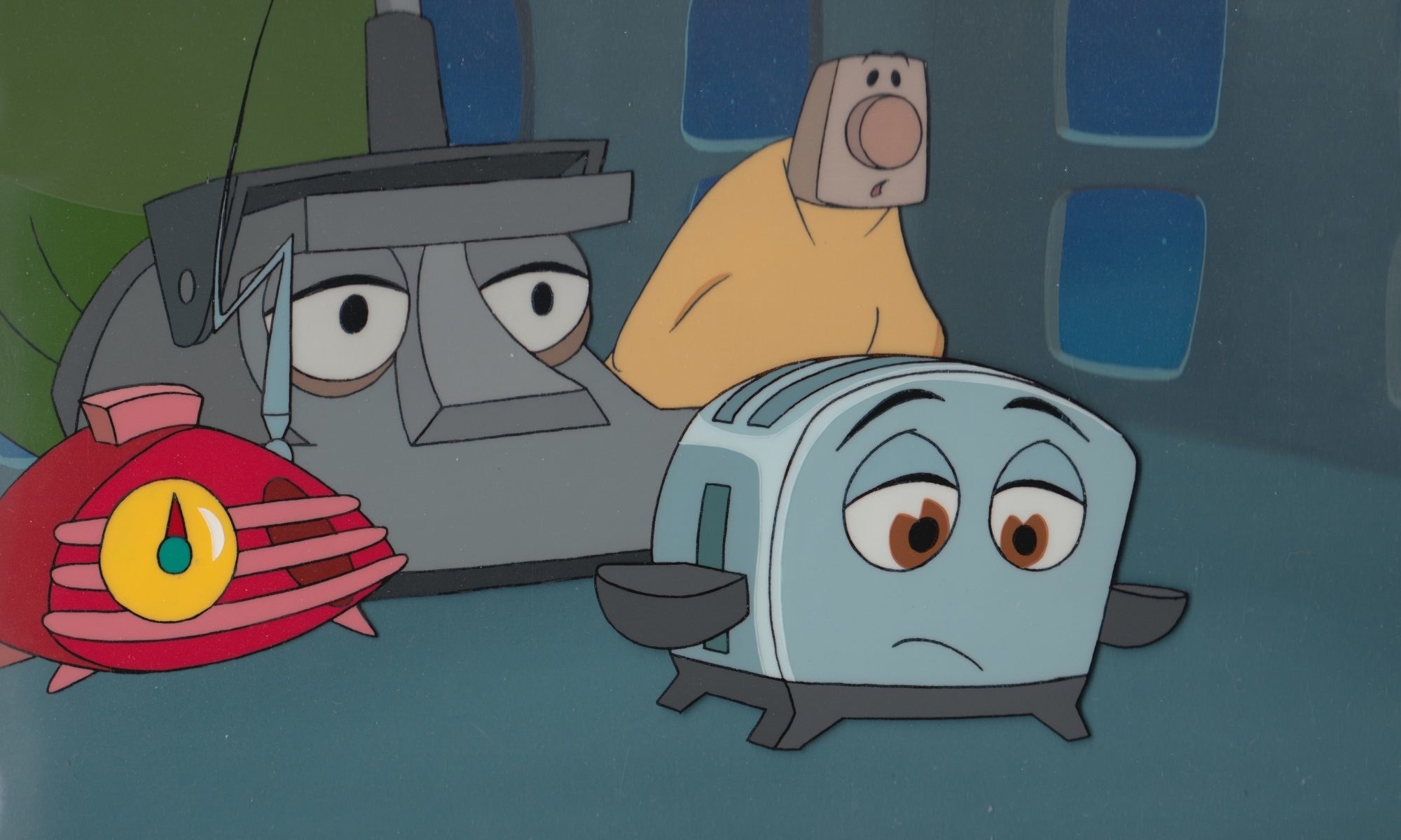Toaster, Blankey, Radio, and Kirby looking sad