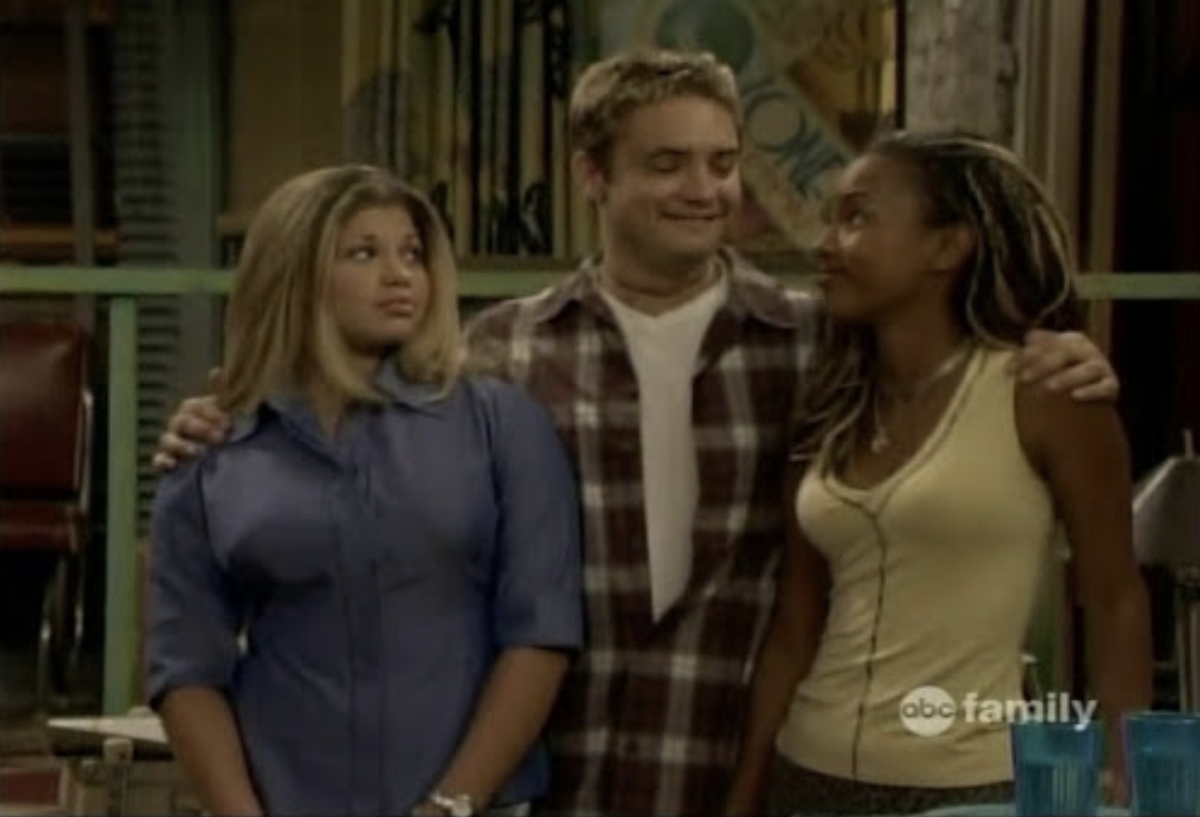 Eric Matthews wraps his arms around Topanga and Angela on &quot;Boy Meets World&quot;