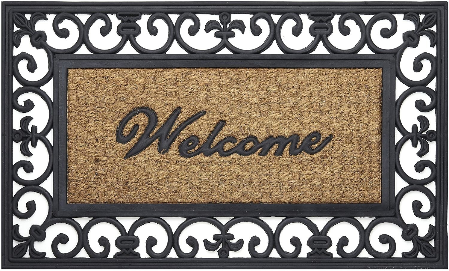 A mat that reads Welcome on it