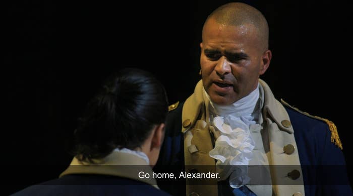 Christopher Jackson as George Washington saying "Go home, Alexander"