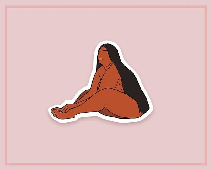 The sticker, a silhouette of Lizzo from the "Cuz I Love You" album cover