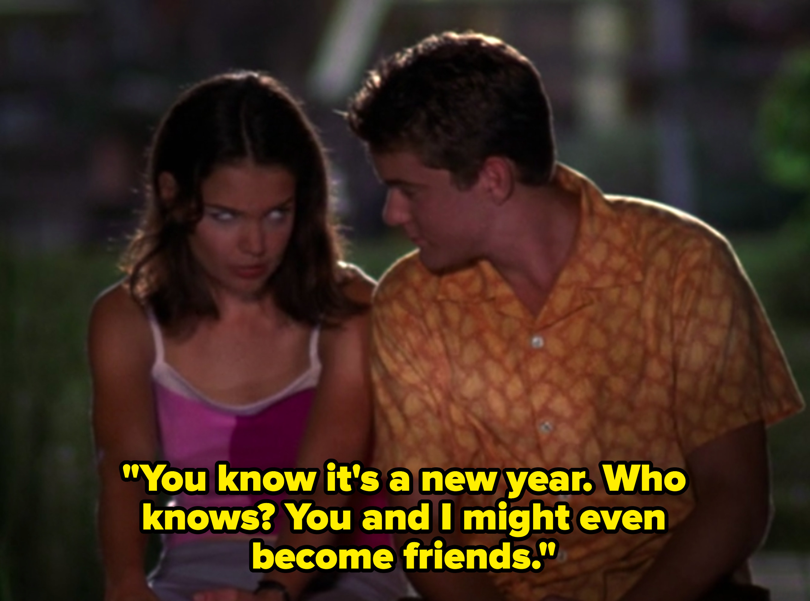 Pacey says to Joey, &quot;You know it&#x27;s a new year. Who knows? You and I might even become friends.&quot;