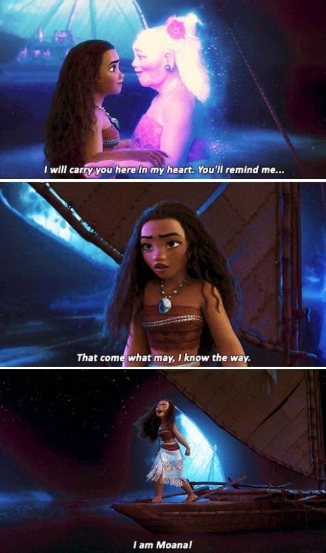 Moana speaking with the spirit of her grandmother in Disney&#x27;s &quot;Moana&quot;