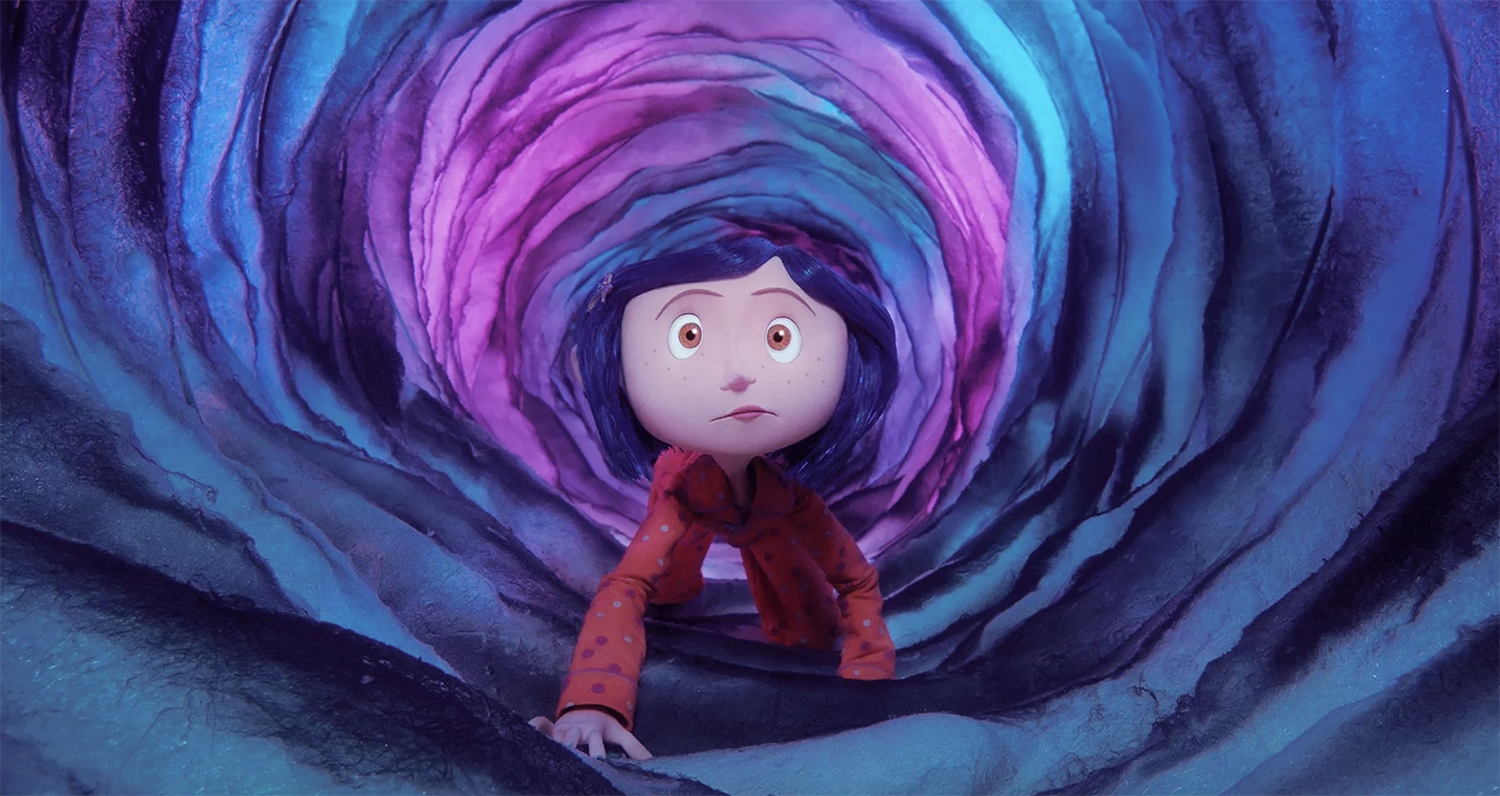 Coraline crawling through the tunnel in &quot;Coraline&quot;