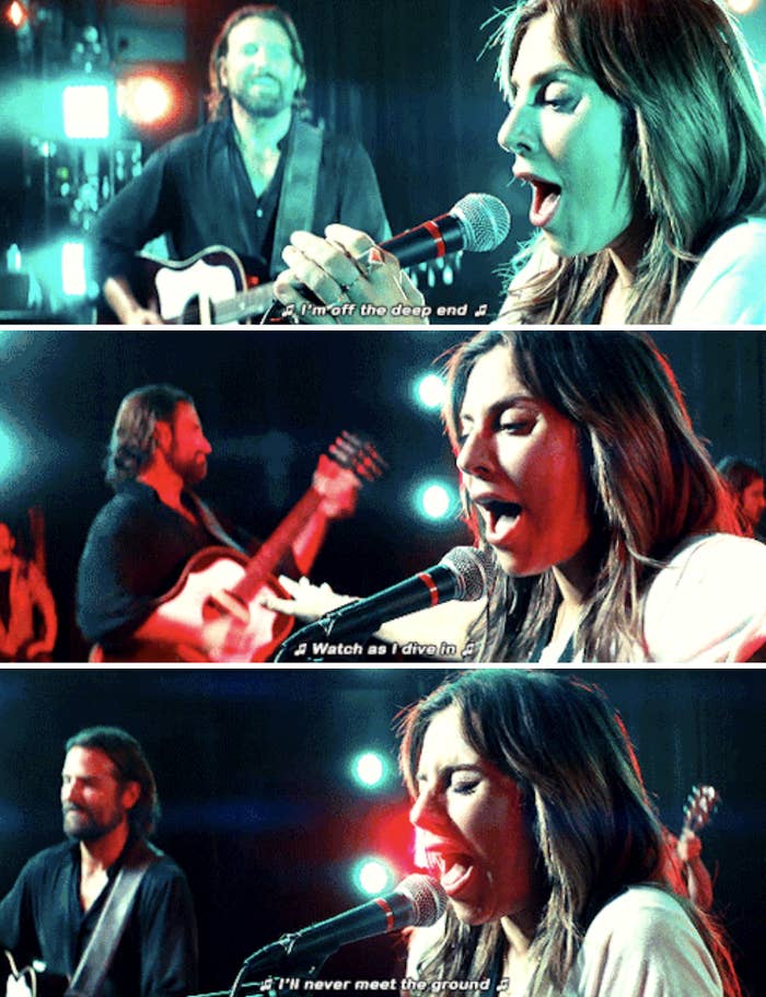 Ally singing "Shallow" onstage with Jackson for the first time, feeling free she's sharing her voice with the world