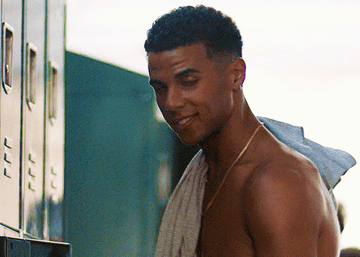 Mason Gooding shirtless in a scene from &quot;Love, Victor.&quot;
