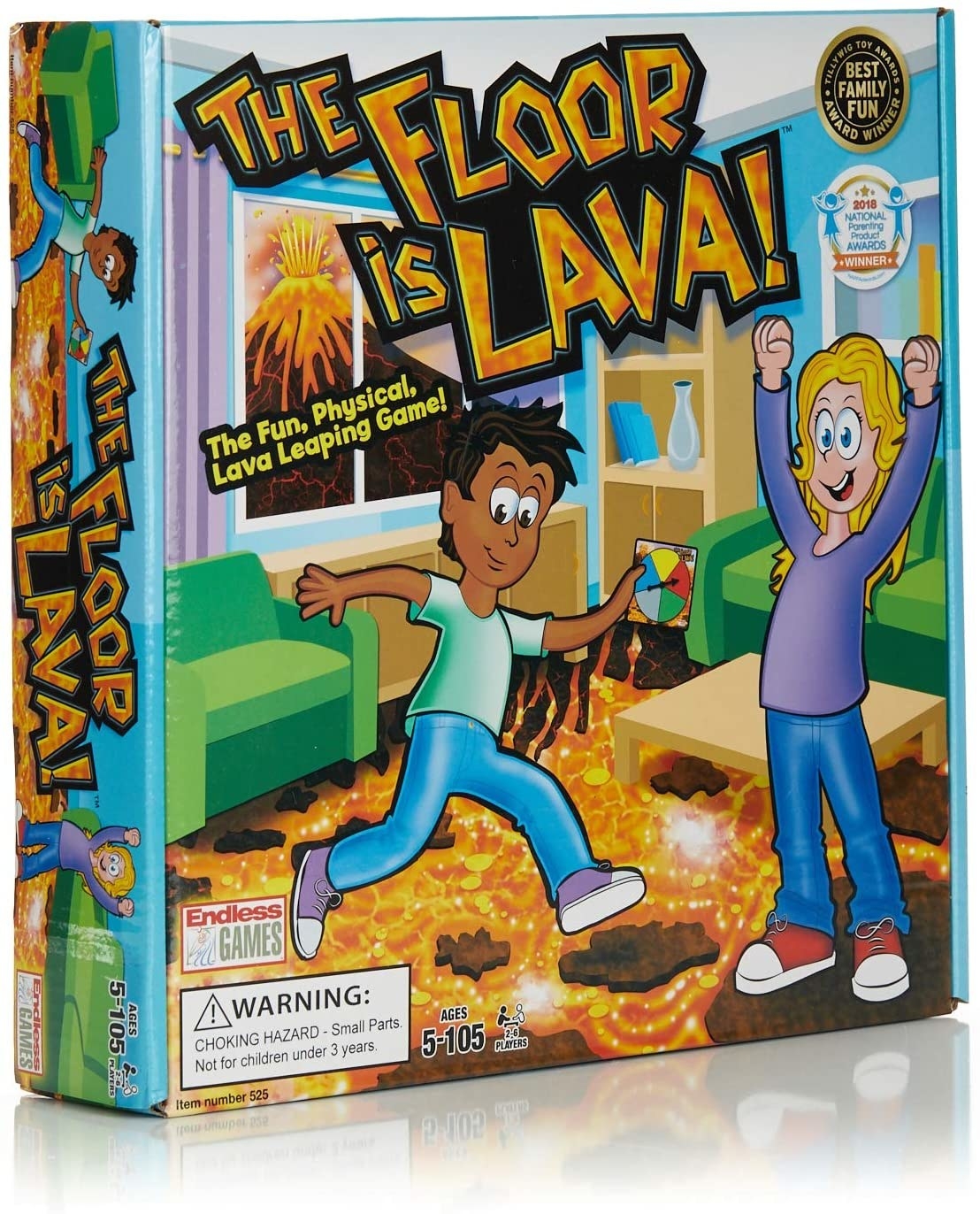 Box art for The Floor Is Lava with illustrated children playing the game