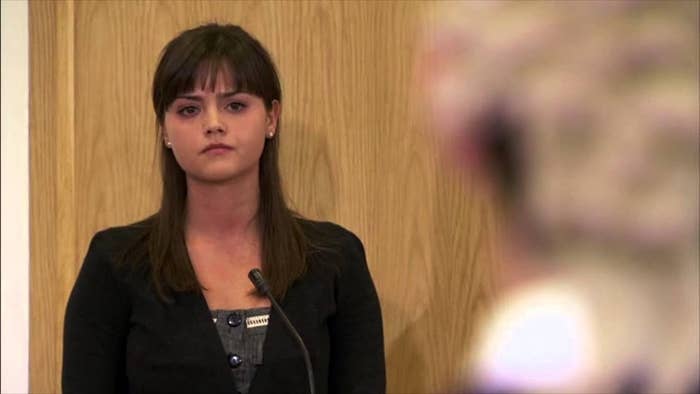 Close up of Lindsay in the courtroom