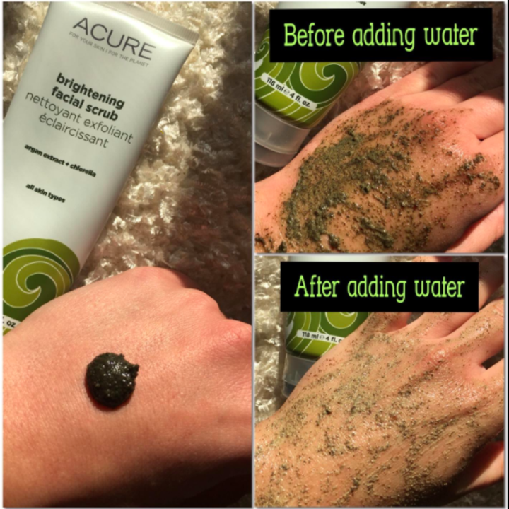 A customer review photo of the facial scrub rubbed into their hand. 