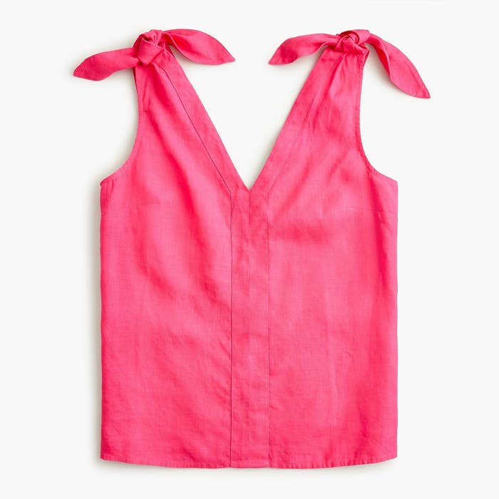 bright pink tank with knot closure on the shoulders