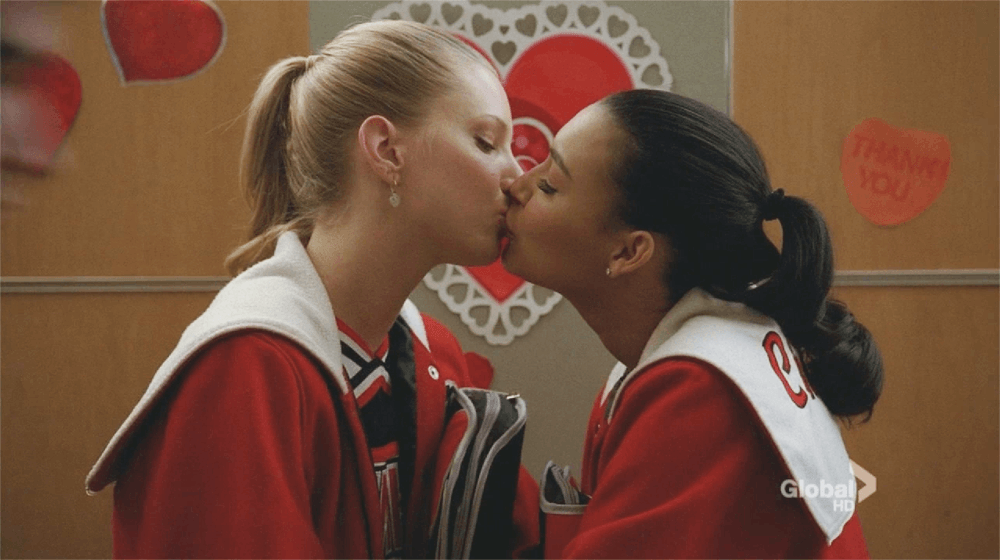 Brittany and Santana from &quot;Glee&quot; kissing