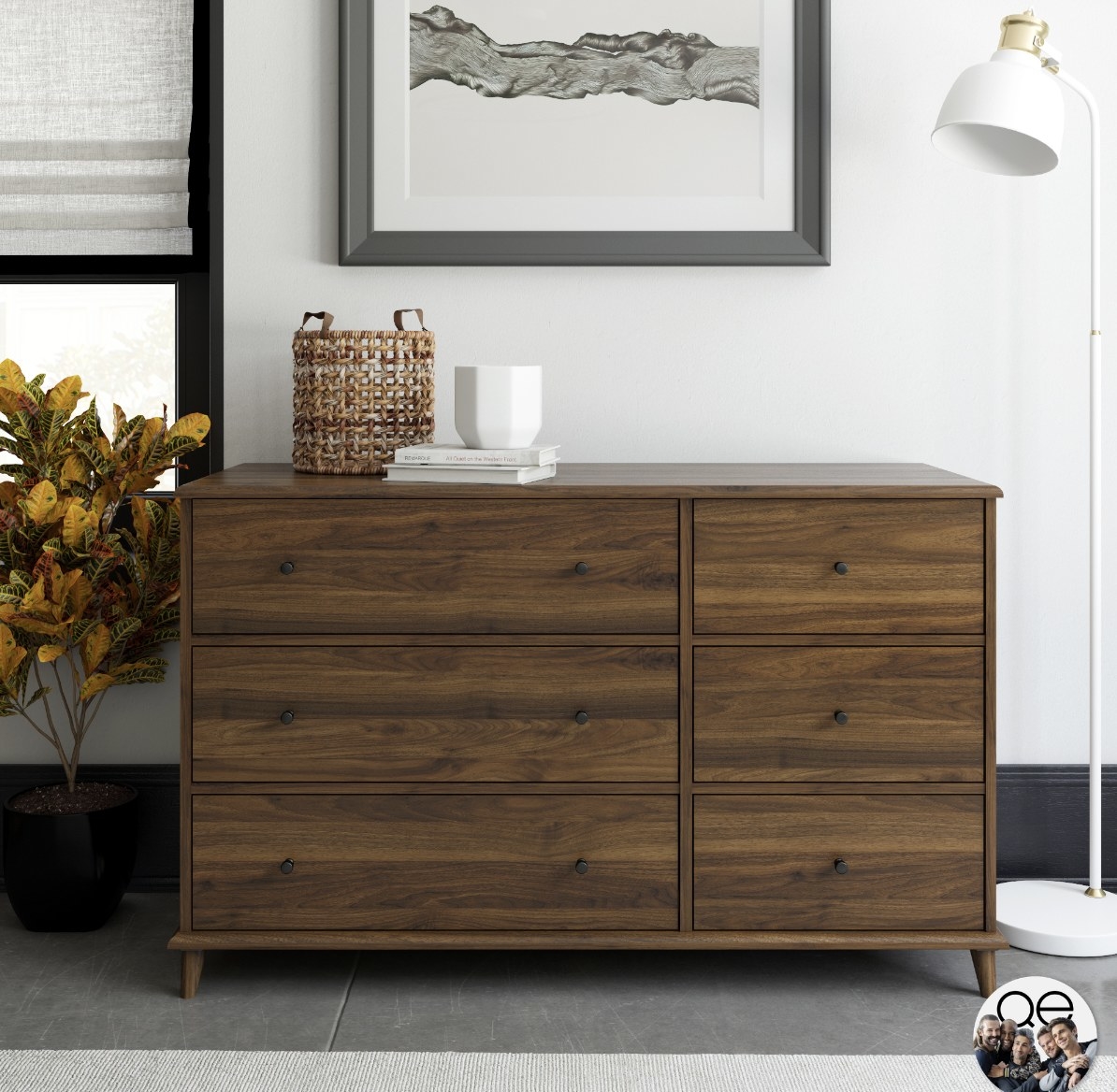 the walnut six-drawer dresser