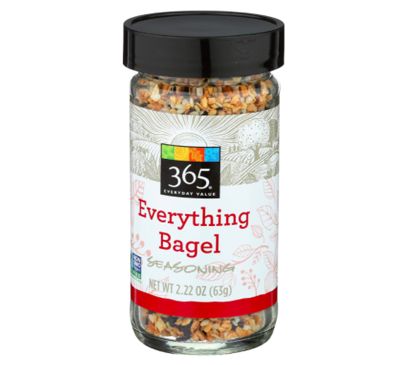 A bottle of 365 Everyday Value, Everything Bagel Seasoning.