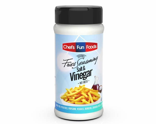 A bottle of Gourmet Fries Seasonings Salt and Vinegar