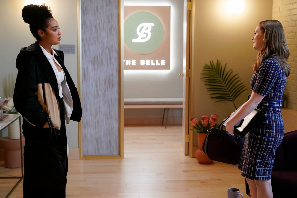 A scene from The Bold Type featuring Aisha Dee and Alex Paxton-Beesley.