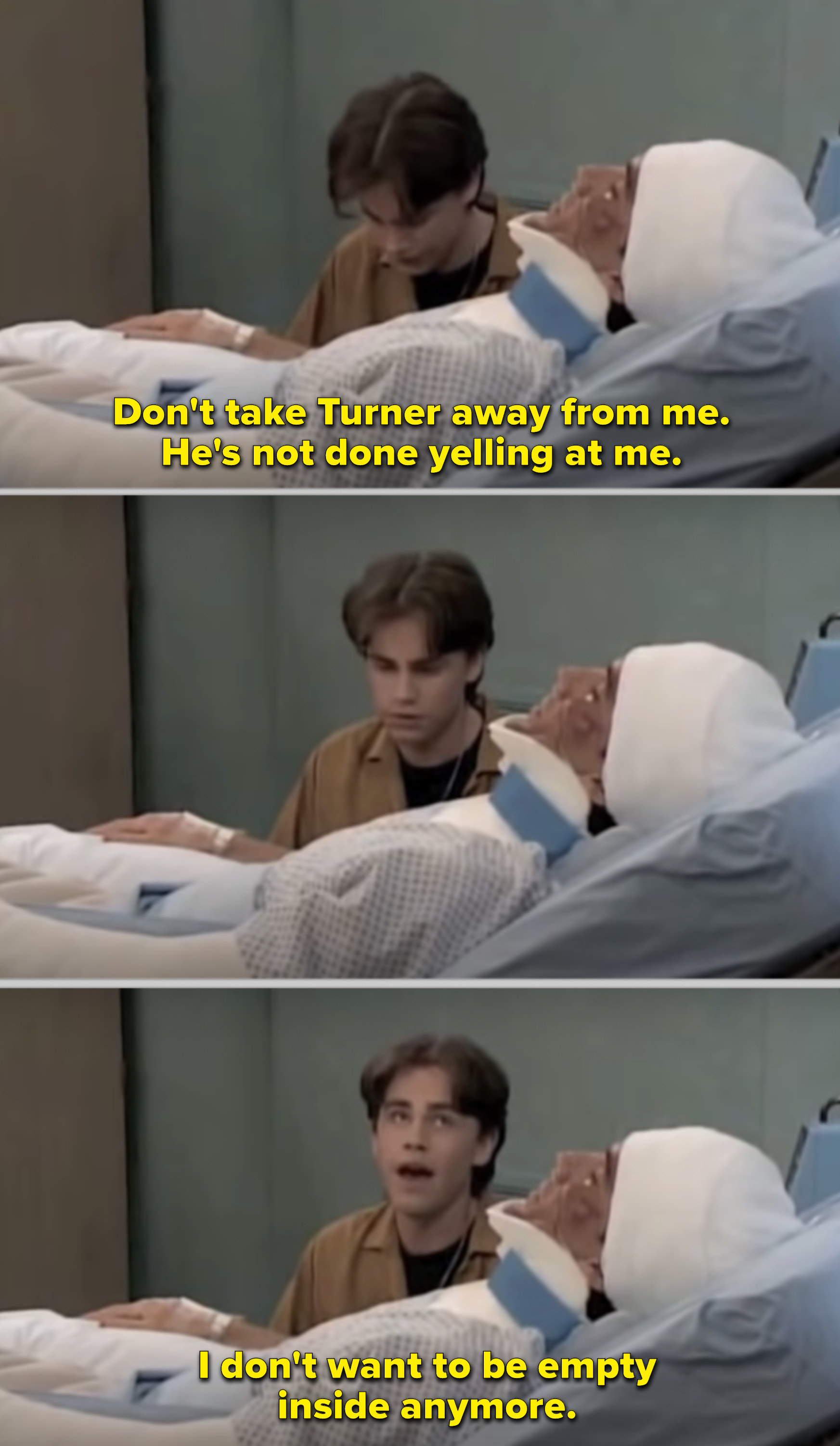 Mr. Turner lying in his hospital bed