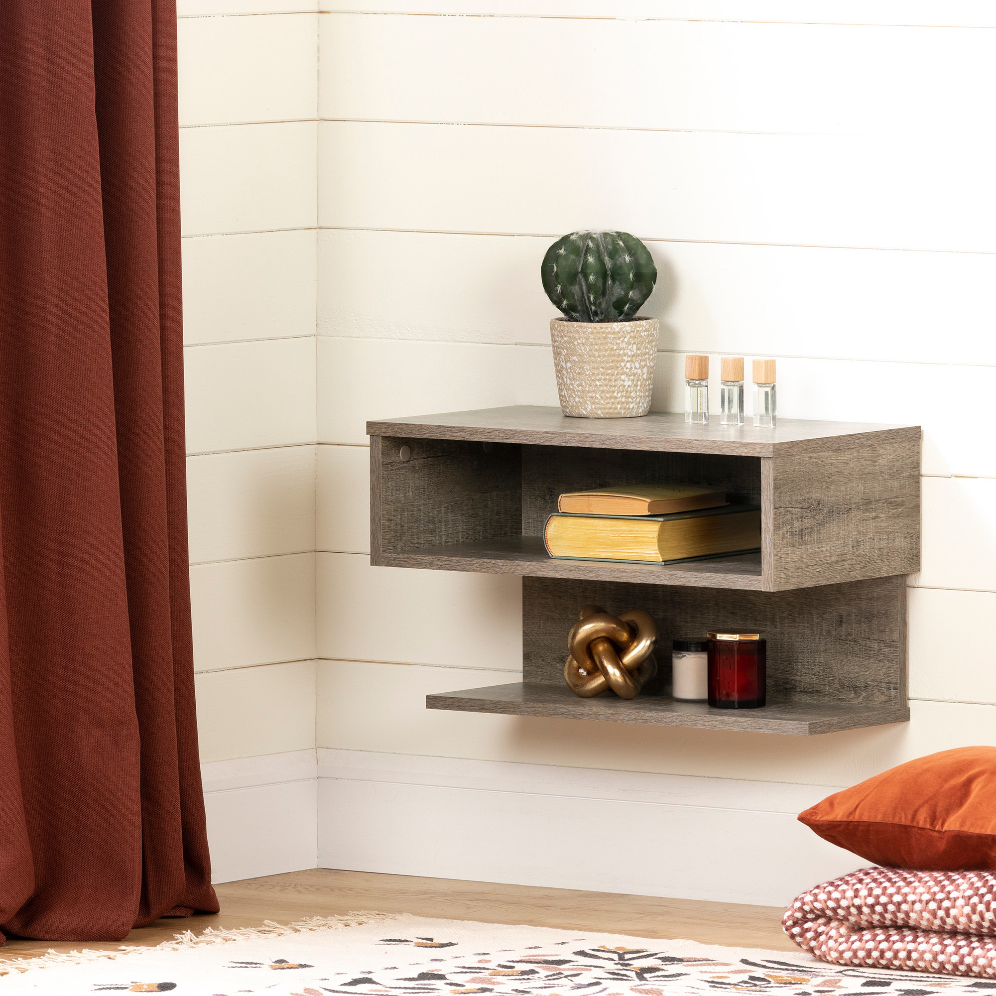 the weathered oak floating nightstand