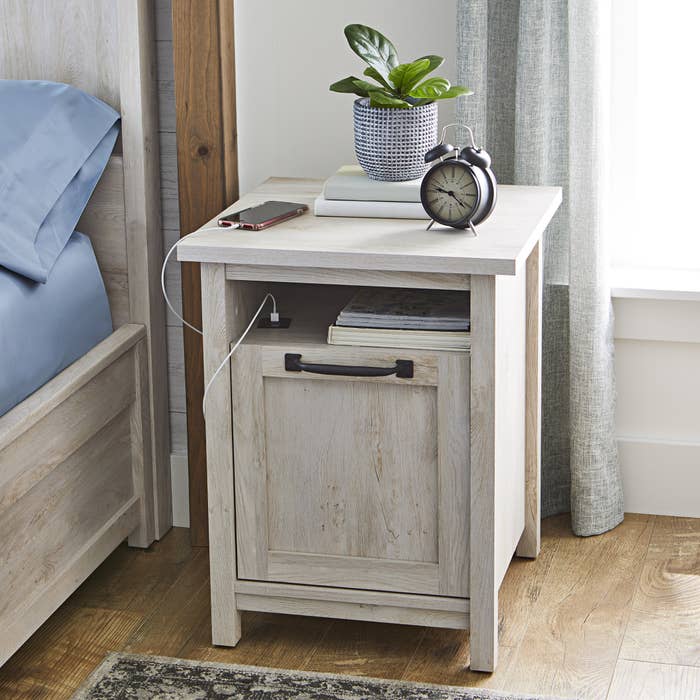 the rustic white nightstand