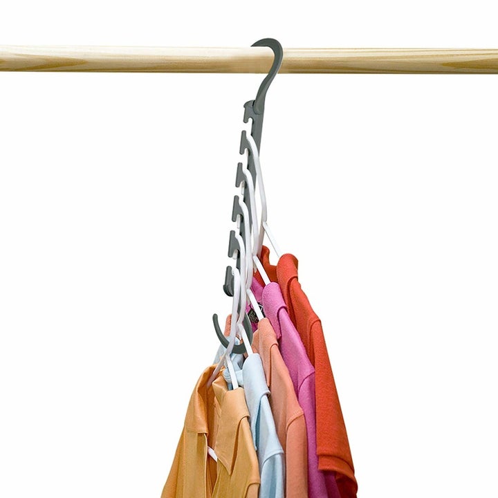 Clothes hanging on the Wonder Hangers vertically