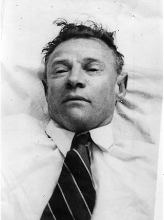 A black and white  photograph of the unidentified man in the Tamám Shud case