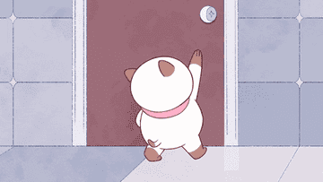 A tiny kitty trying to reach for a door knob that&#x27;s too high up to reach