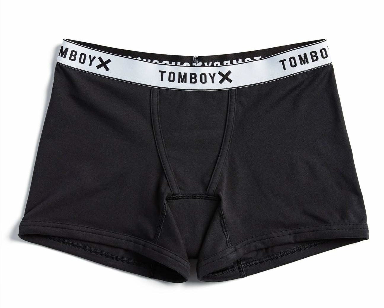The black trunks with logo waistband