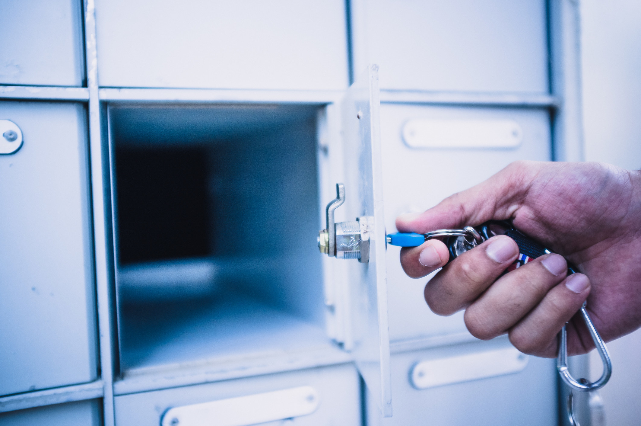 Empty mailbox being opened with key