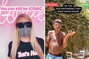Paris Hilton saying you can still be iconic wearing a face mask, and Lil Nas X making fun of TikTokers