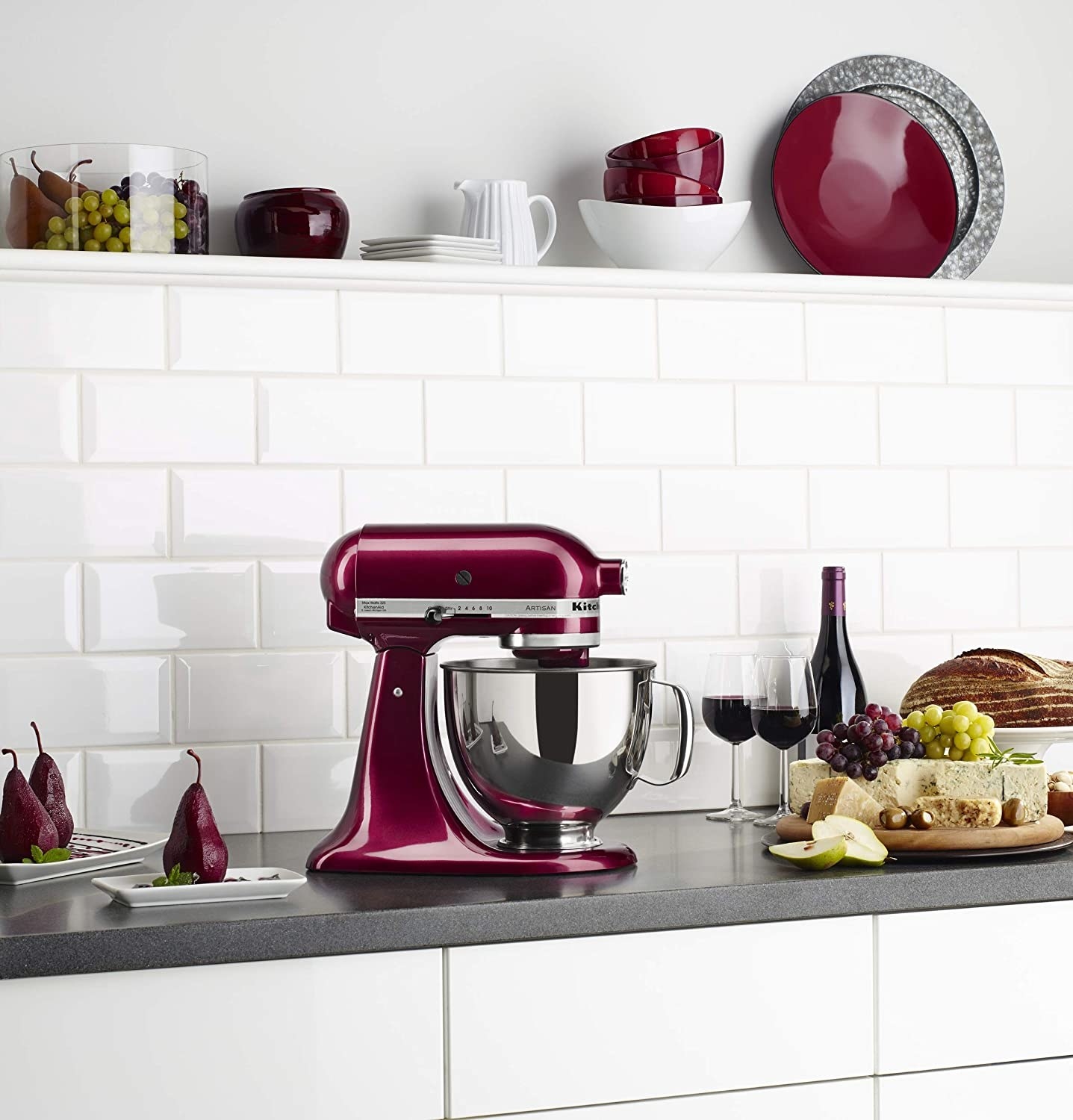 The stand mixer in the color Bordeaux 