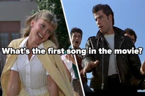Sandy and Danny from Grease sing with the question what's the first song in the movie written above