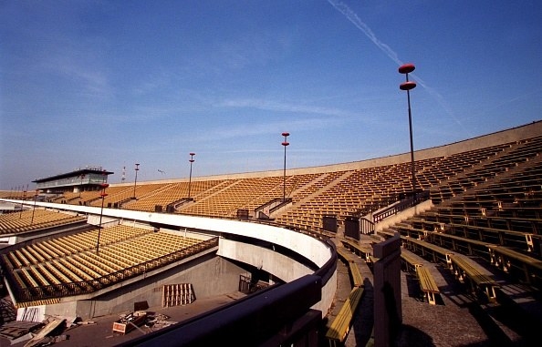 Old empty football stadium in the Czech Republic, empty seats