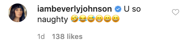 Beverly Johnson writes &quot;U so naughty&quot; alongside laughing and smiling emoji