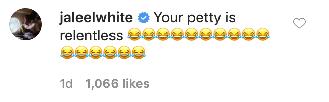 Jaleel White writes &quot;Your petty is relentless&quot; alongside a bunch of laughing emoji