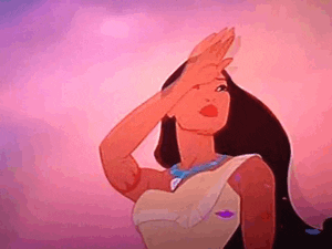 pocahontas slowly waving while the wind and leaves blow through her hair