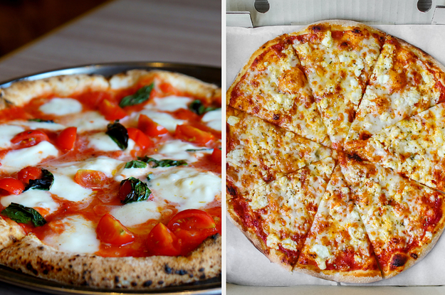 Margherita pizza and plain pizza