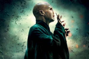 Voldemort preparing to cast a deadly spell