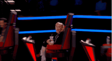 Gwen Stefani turning around in a chair while judging on &quot;The Voice&quot;