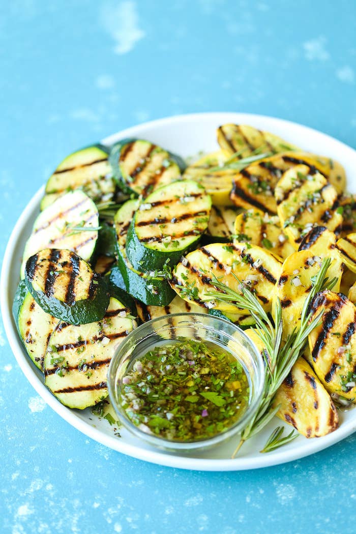 grilled zucchini with herb oil