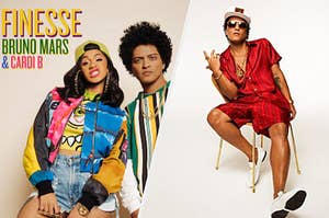 Cardi B and Bruno Mars pose for the "Finesse" album cover