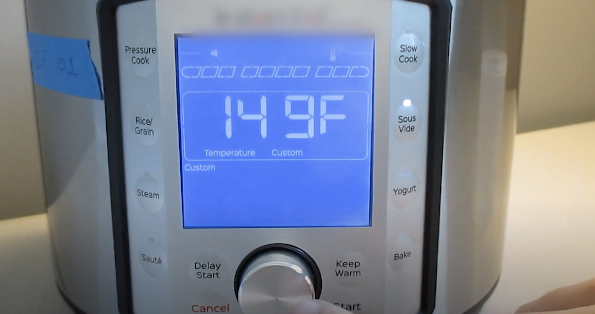 Photo of the temperature setting on an Instant Pot