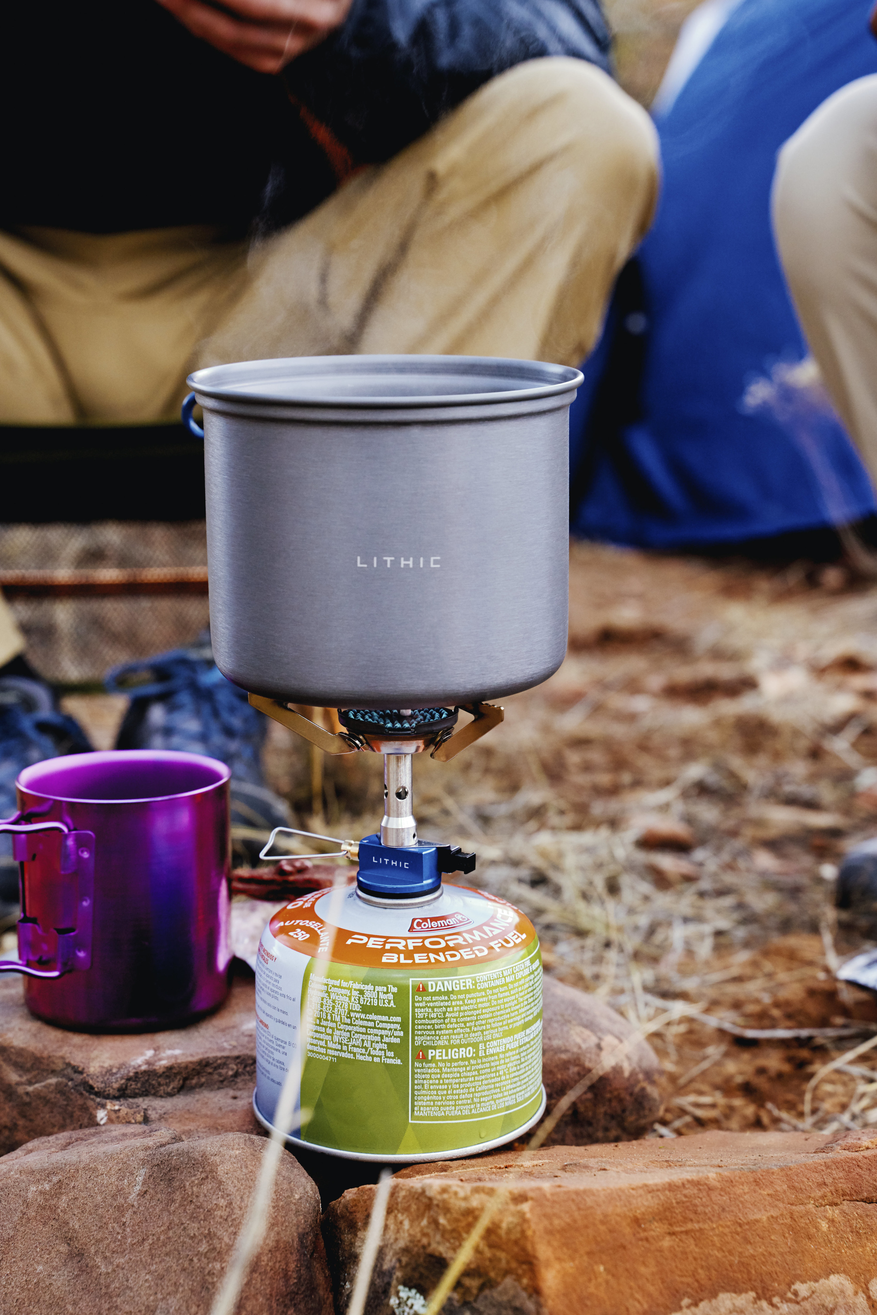 the gray camping stove