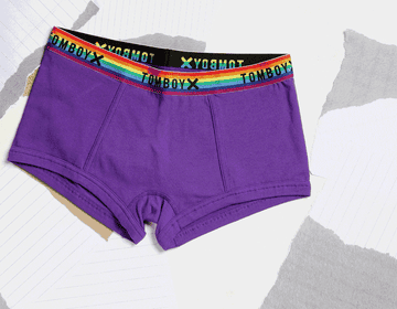 Blue and purple TomboyX boy shorts