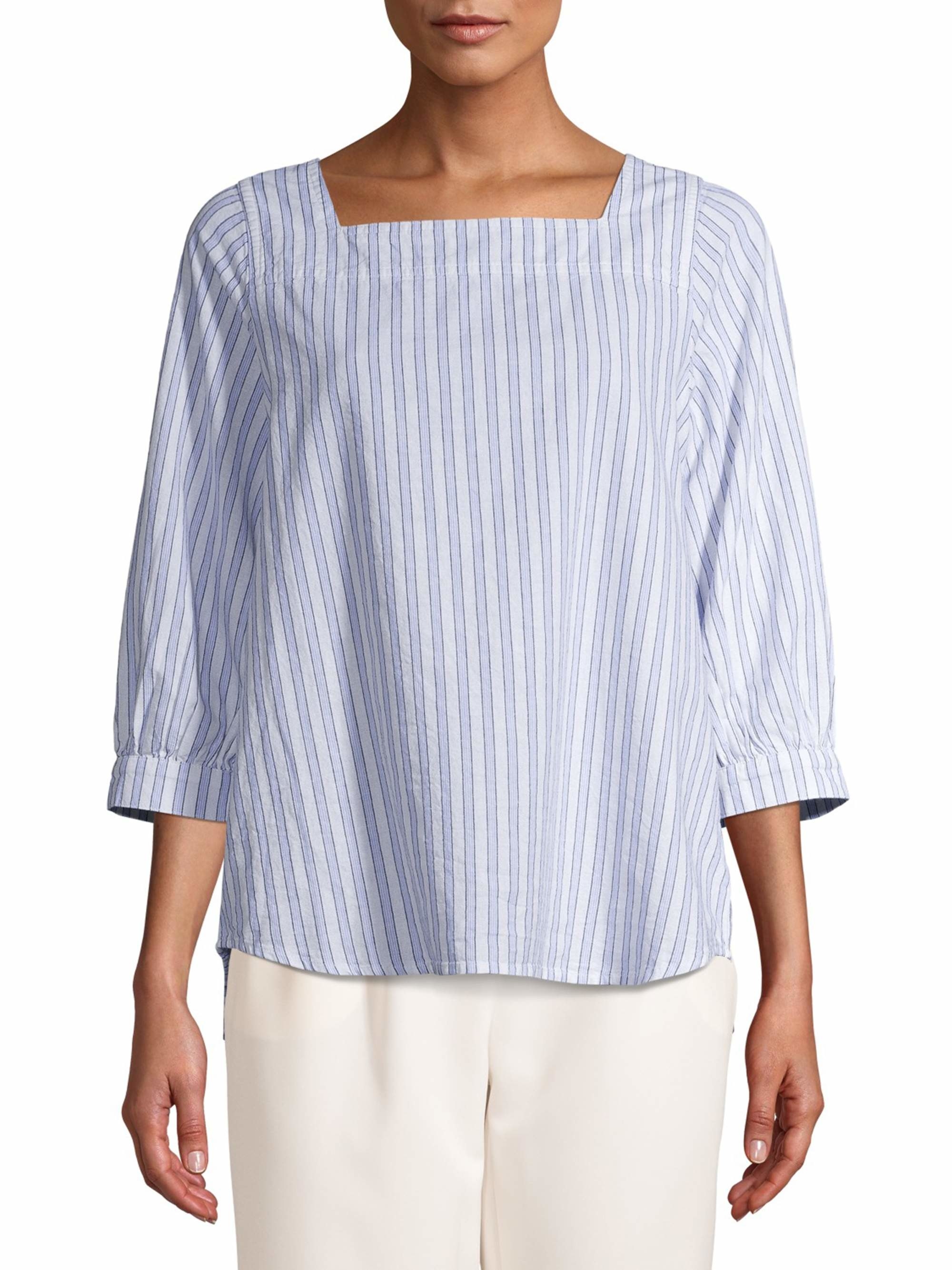 The blue and white striped blouse