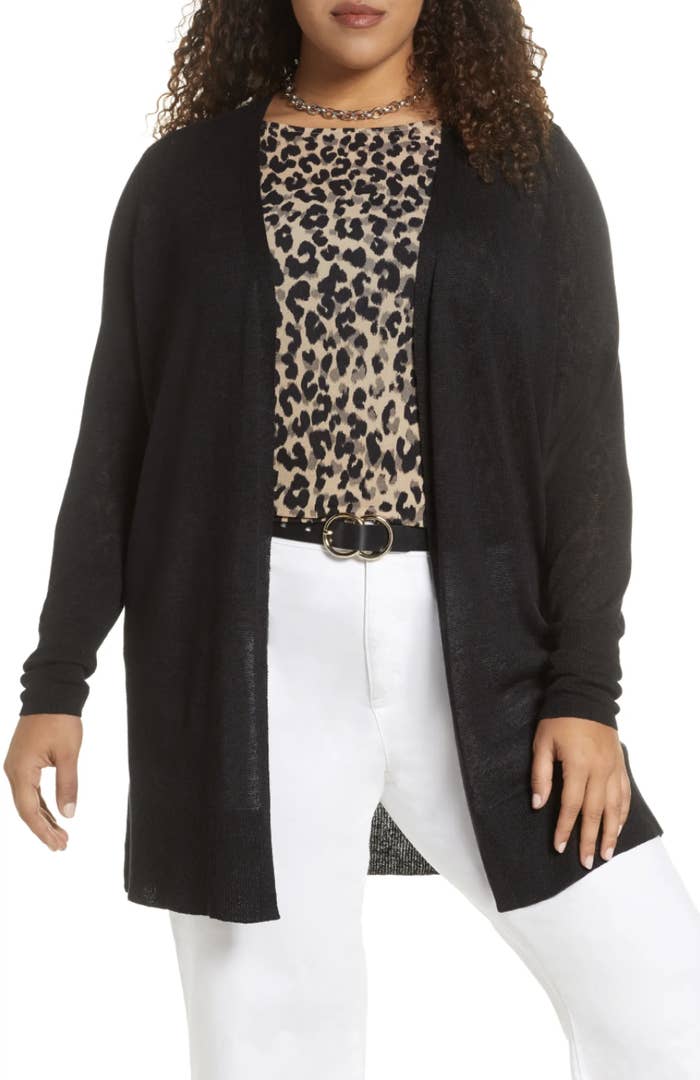 The long black cardigan with an open front